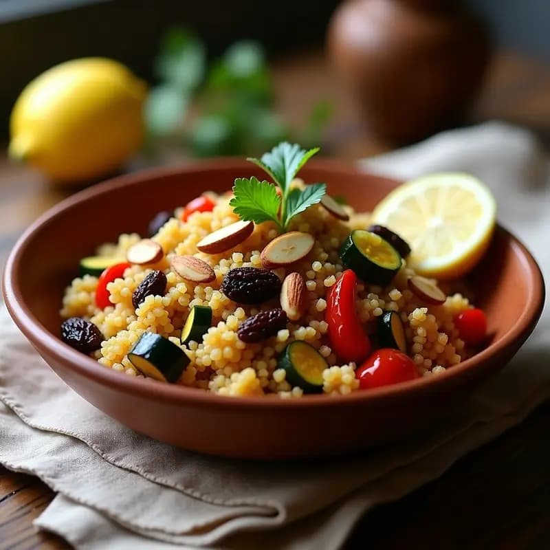 Couscous de Quinoa con Verduras Asadas y Ras el Hanout: Receta Dlarbe Vegana en Airfryer