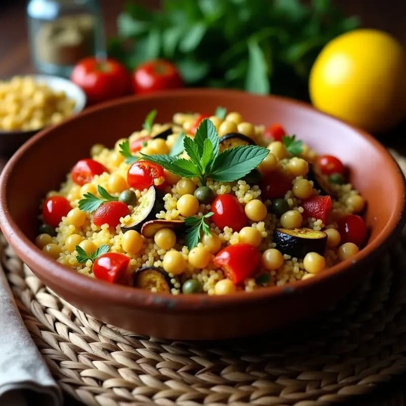 Couscous de Quinoa con Verduras y Garbanzos: Receta Norteafricana Keto y Sin Gluten