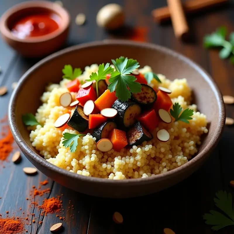 Couscous de Quinoa con Verduras Asadas y Harissa: Receta Marroquí en Olla Exprés