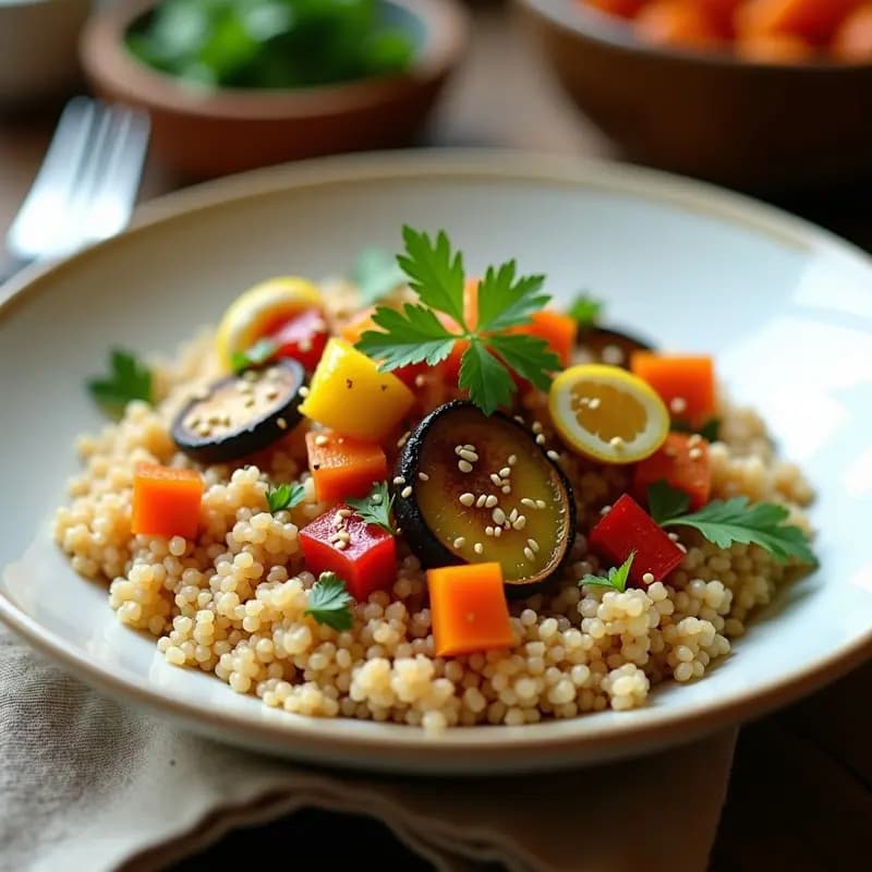 Couscous de Quinoa con Verduras Asadas y Limón Confitado: Receta Árabe Sin Gluten