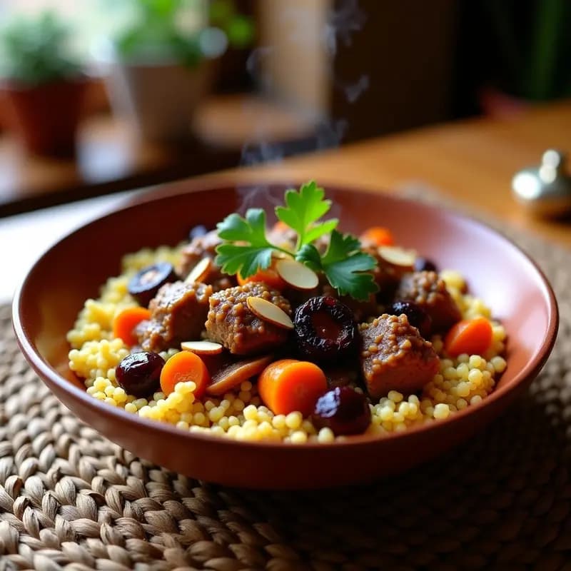 Couscous Real con Cordero y Ciruelas Pasas: Receta Marroquí Tradicional en 45 Minutos