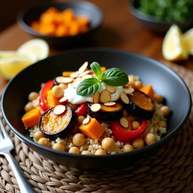 Couscous Marley con Verduras Asadas y Garbanzos: Receta Vegana Norteafricana
