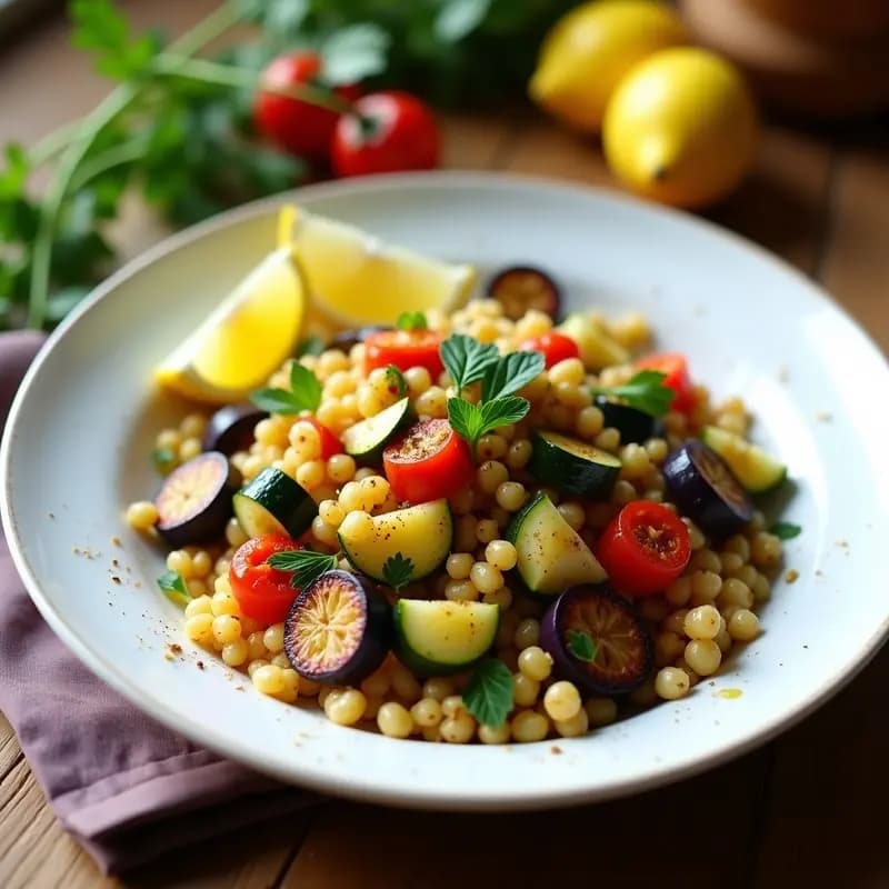 Couscous Israelí con Verduras Asadas y Limón: Receta Ligera y Sabrosa