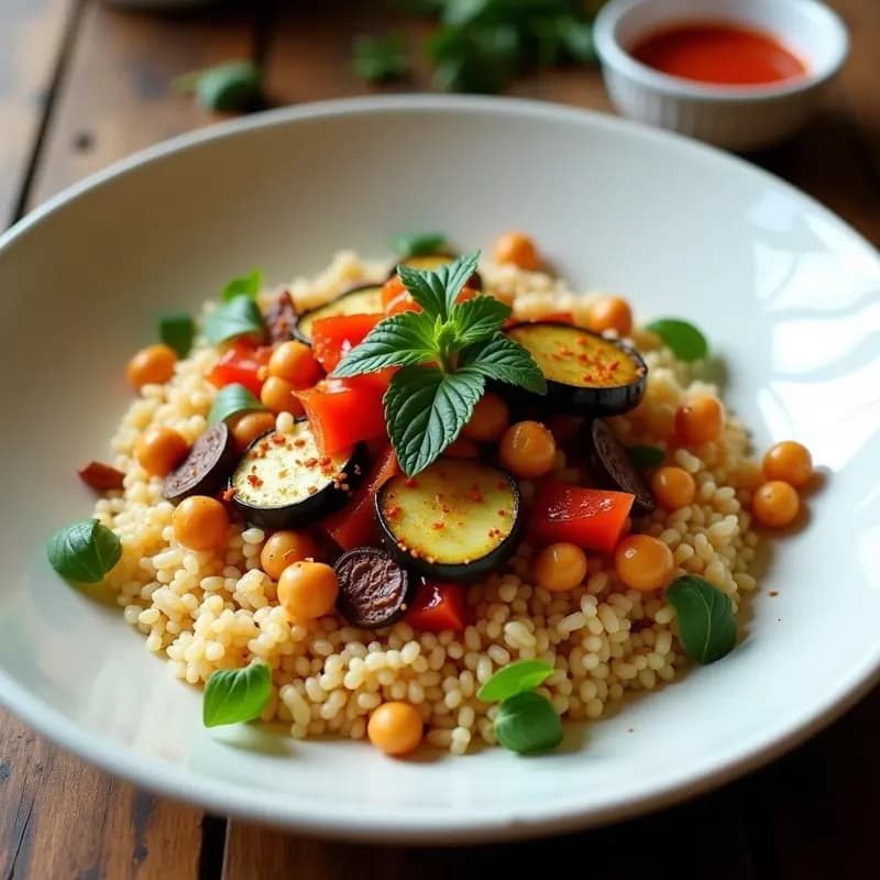 Couscous con Verduras y Garbanzos: Receta Marroquí Vegana con Salsa Harissa