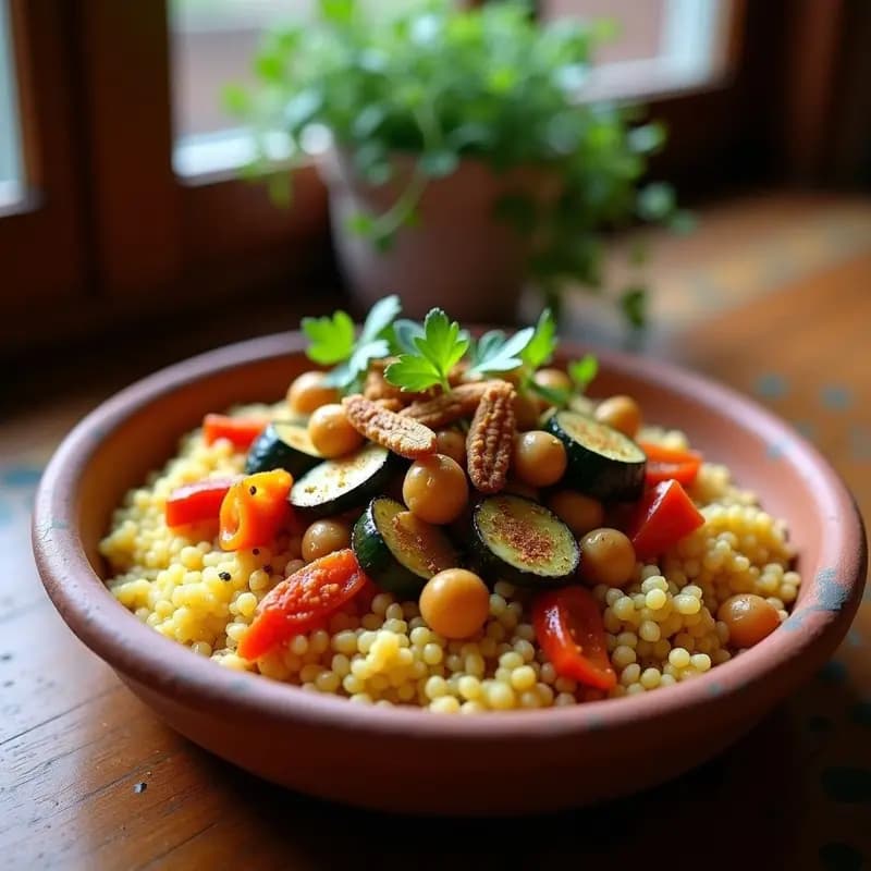Couscous de Verduras con Garbanzos Tostados: Receta Magrebí con Ras el Hanout