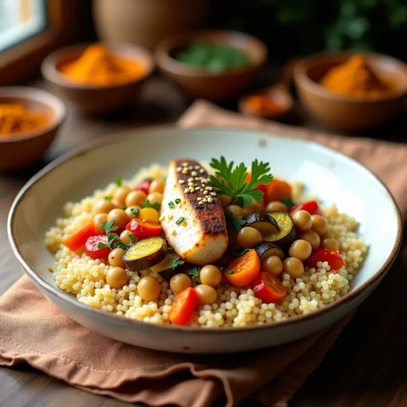 Couscous de Verduras con Garbanzos y Merluza: Receta Marroquí Ligera y Nutritiva