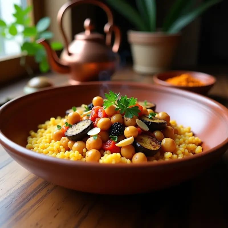 Couscous Marroquí con Verduras Asadas y Garbanzos Crujientes: Receta en Ollas Superpuestas