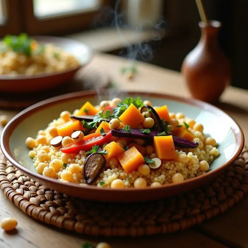 Couscous Marroquí con Verduras y Garbanzos: Receta North Africana al Vapor en 20 Minutos