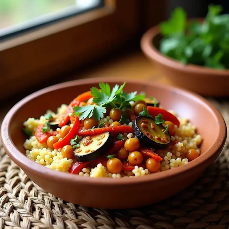 Couscous Marroquí con Verduras y Garbanzos: Plato Vegano y Sin Gluten en 25 Minutos