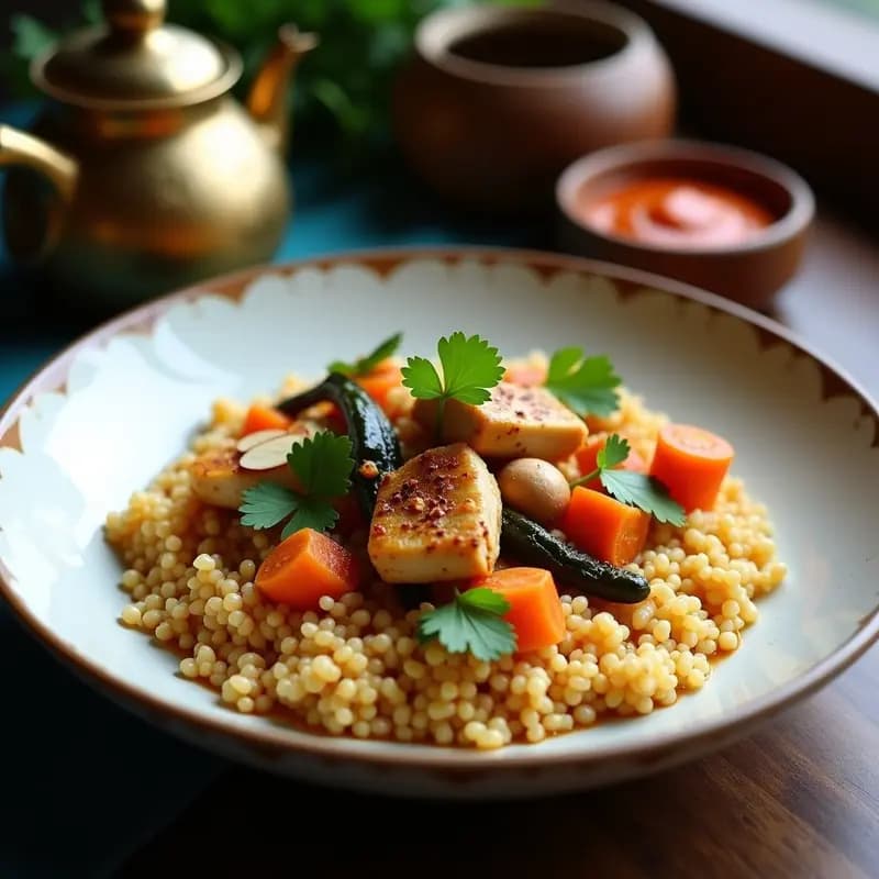 Couscous Marroquí con Verduras y Pollo: Receta en Olla Exprés con Toque Norteafricano