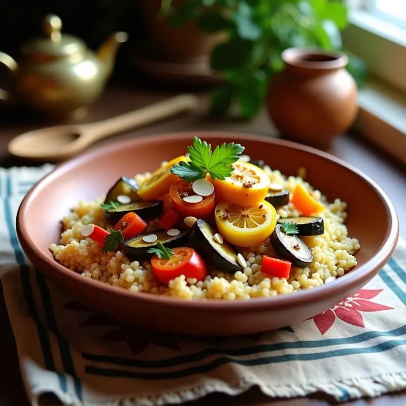Couscous de Verduras con Ras el Hanout y Limón Confitado: Receta Marroquí Vegana