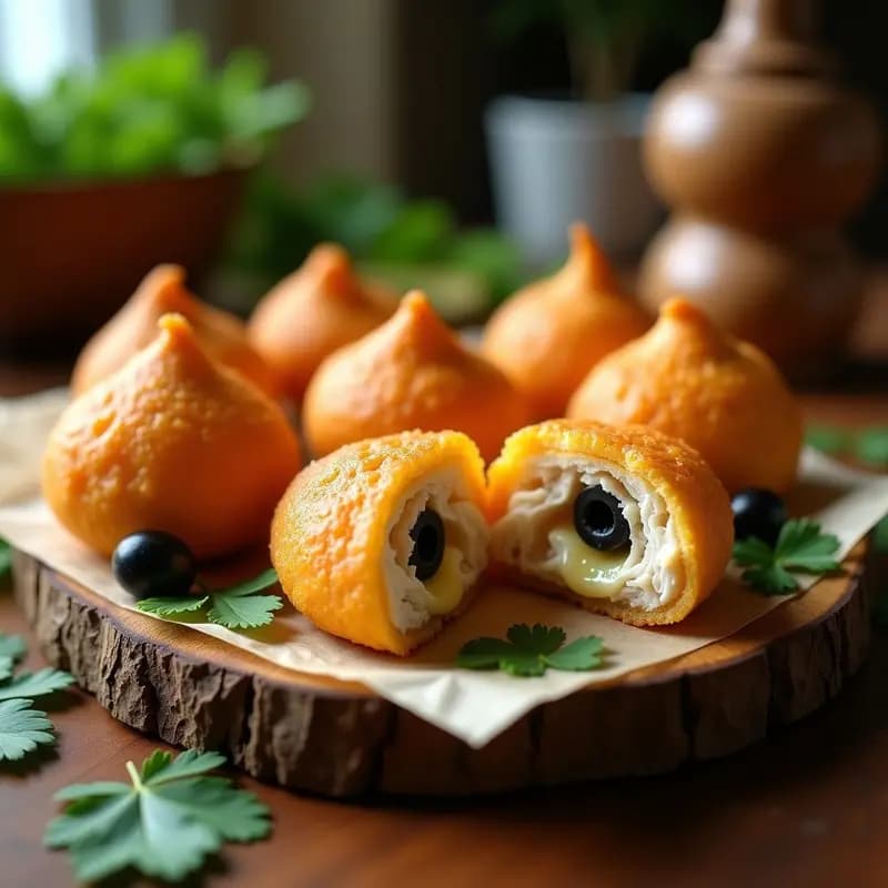 Coxinha de Frango con Requesón y Aceitunas: Aperitivo Brasileño Crujiente en Airfryer