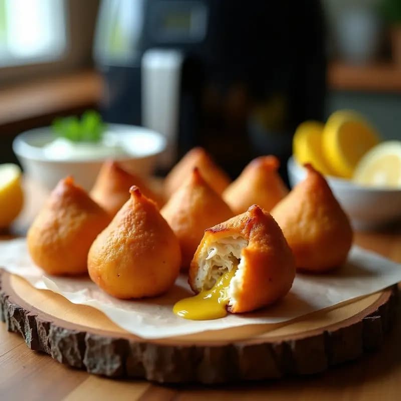 Coxinha de Pollo Desmenuzado y CatupiryLight: Receta Brasileña Keto en Airfryer