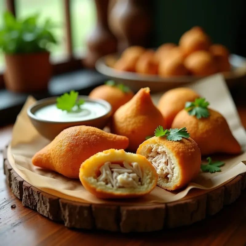 Coxinha de Pollo Desmenuzado: Croquetas Brasileñas con Masa de Yuca Frita