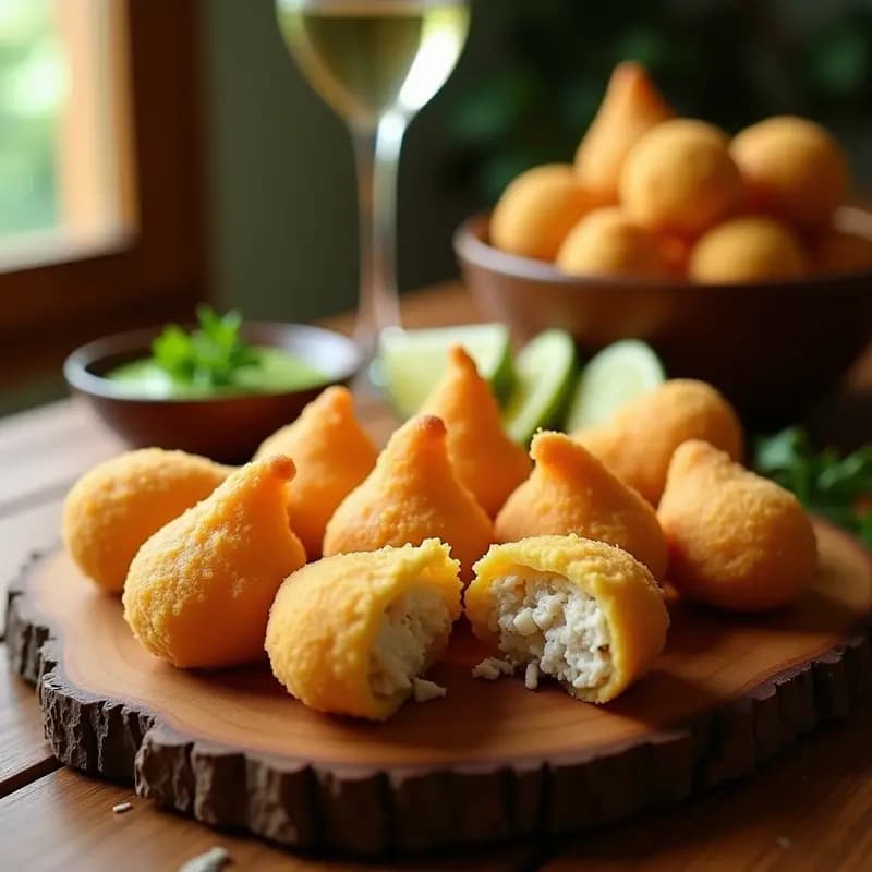 Coxinha Brasileña de Pollo y Yuca con Rebozado Crujiente: Snack para Fiestas