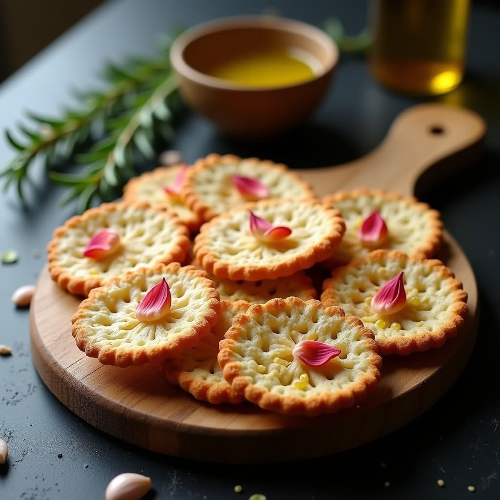 Crackers de Semillas de Chía y Linaza con Rosas de Ajo: Aperitivo Crunchy Sin Harina