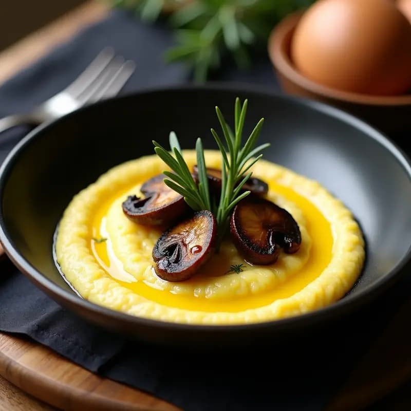 Creamy Polenta con Hongos Silvestres: Receta Italiana Keto y Sin Lactosa