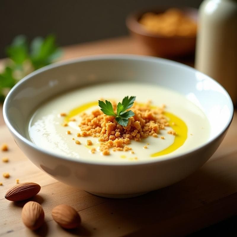 Crema de Ajoblanco con Crujiente de Almendras: Receta en Airfryer con Toque Andaluz en 15 Minutos