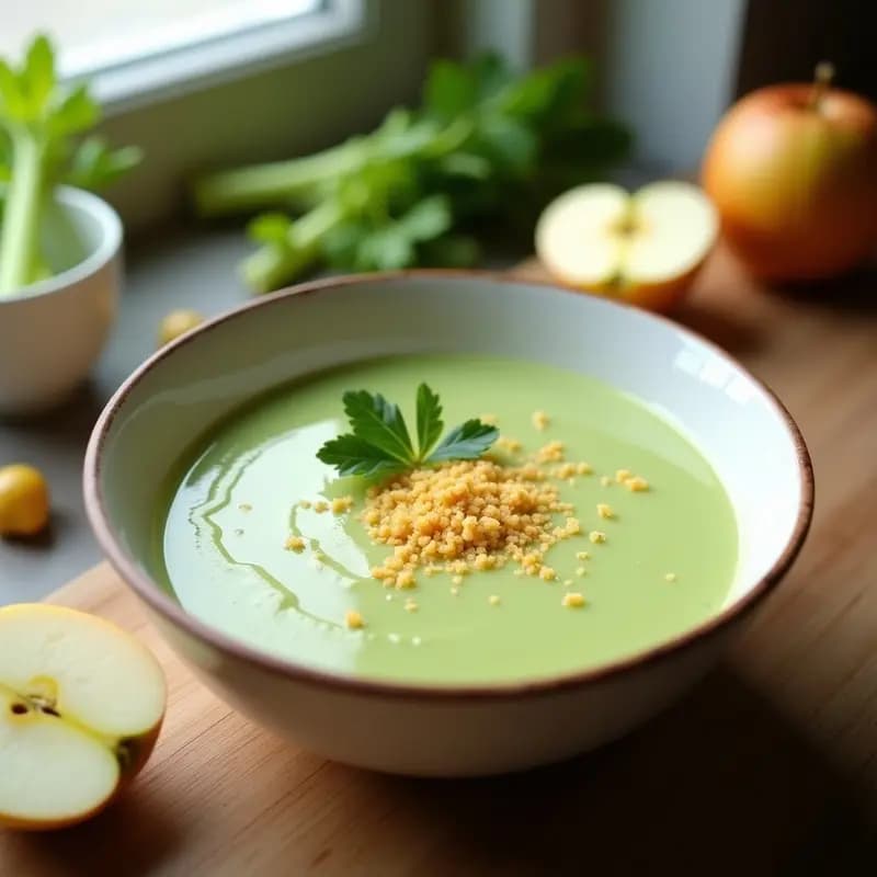 Crema de Apio y Manzana con Toque de Jengibre: Sopa Desintoxicante y Sin Lácteos