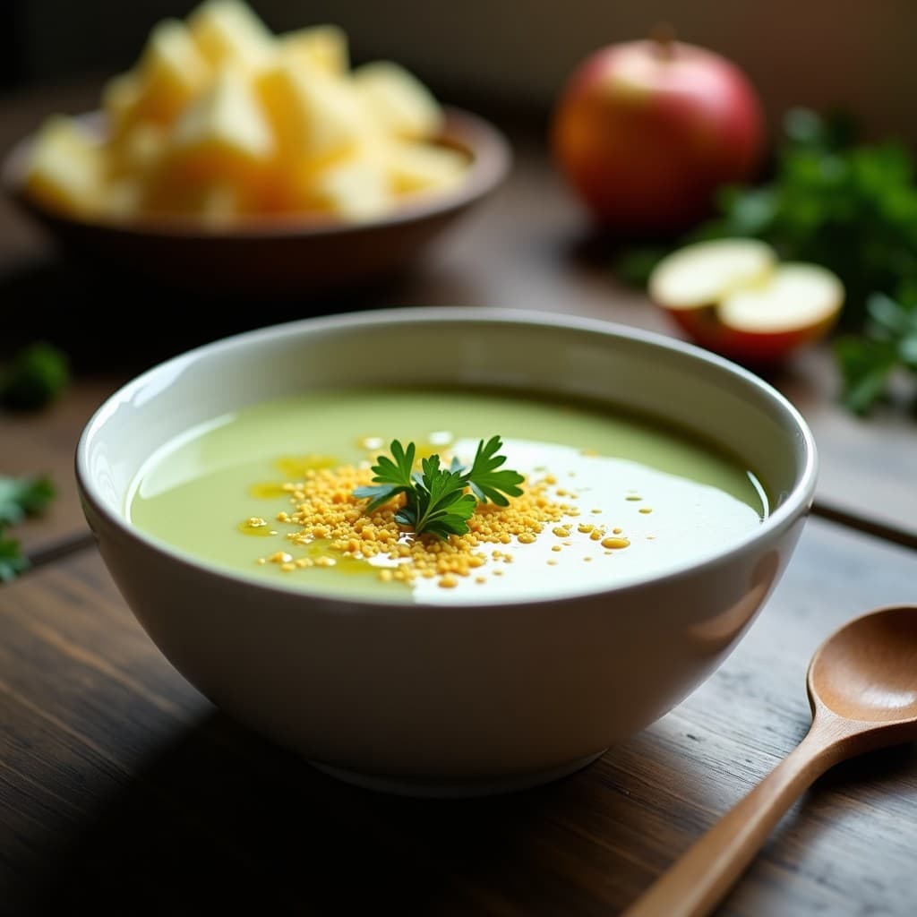 Crema de Apio y Manzana con Newtricional Levadura: Sopa Vegana en Thermomix