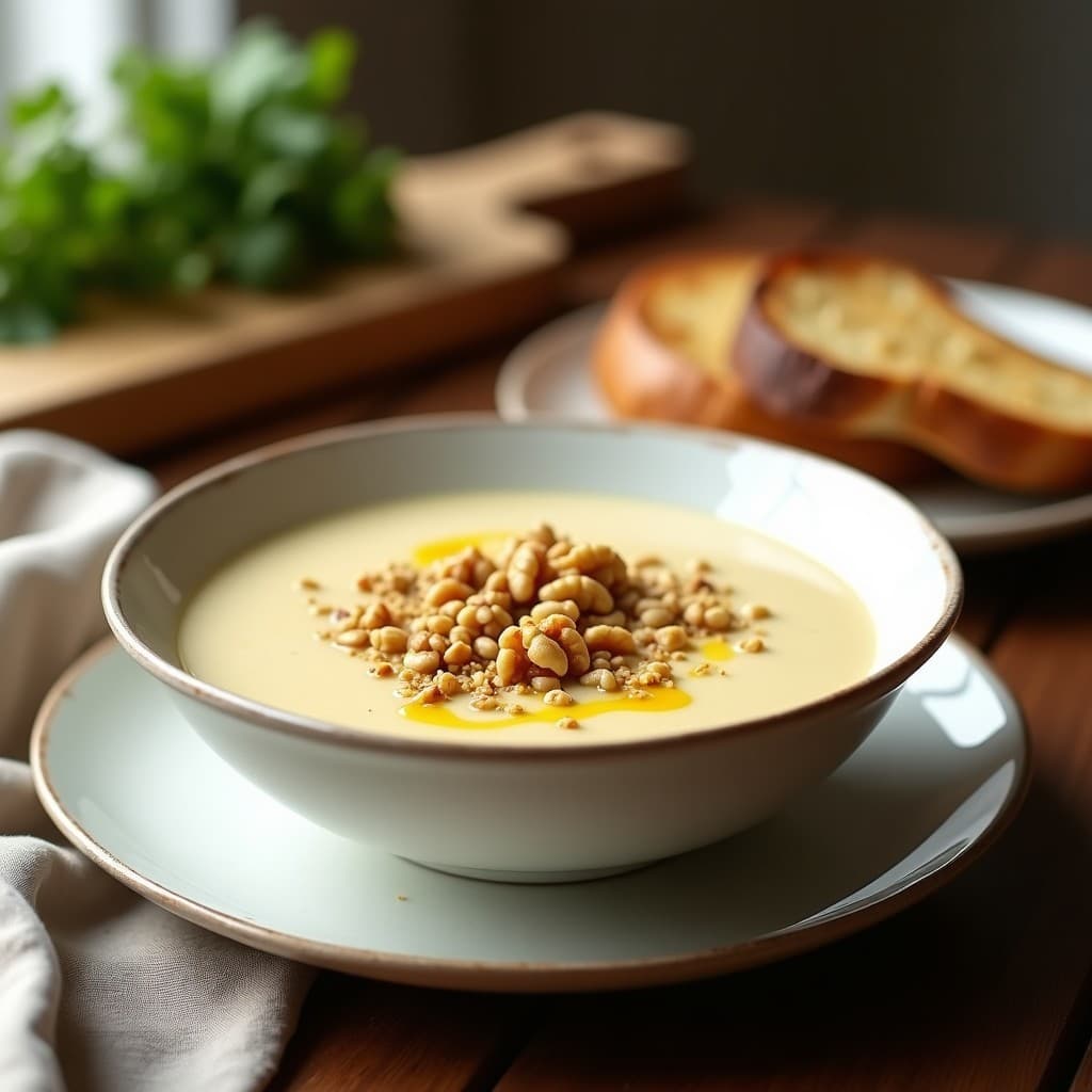 Crema de Apio Nabos y Nueces con Crumble de Semillas: Sopa Vegana en Thermomix