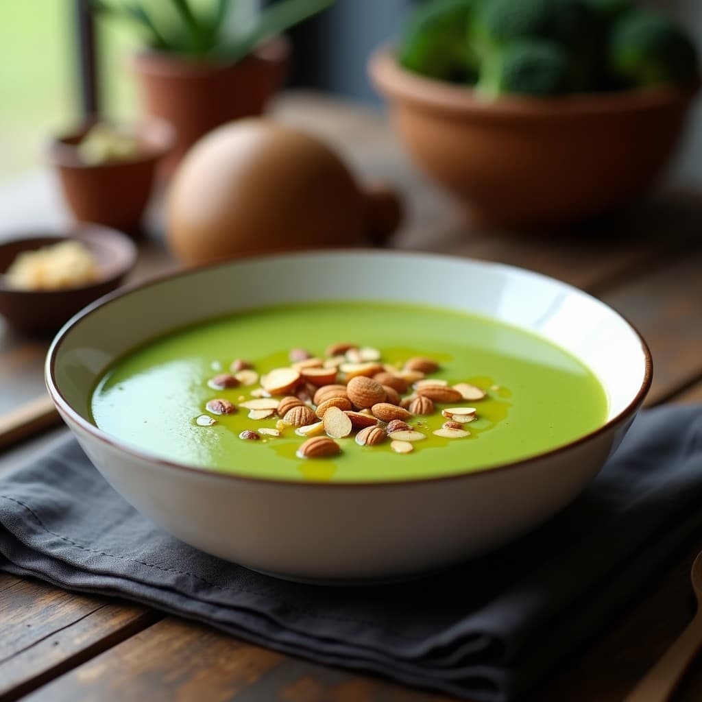 Crema de Brócoli y Ajo Negro con Virutas de Almendra: Receta en Thermomix Sin Lácteos y Detox