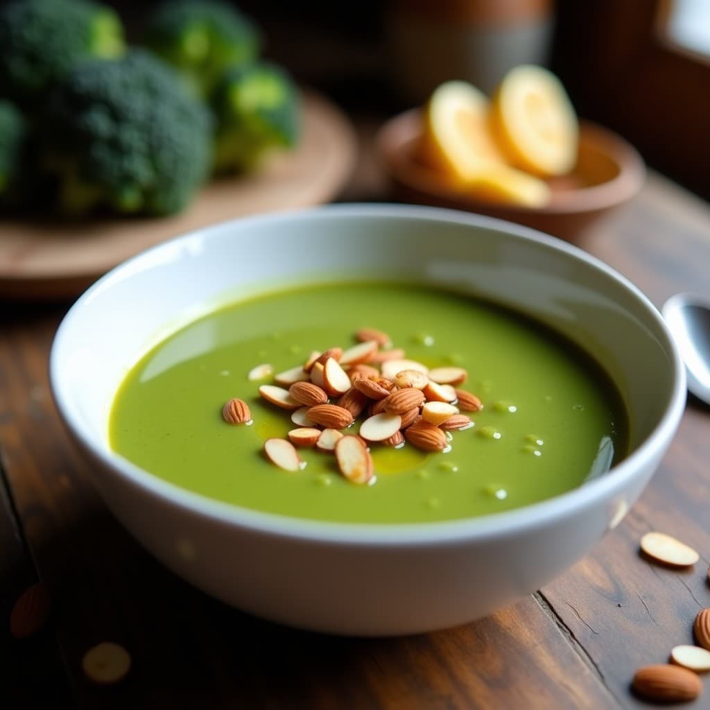 Crema de Brócoli y Ajo Negro con Crujiente de Almendras: Receta Española en Thermomix