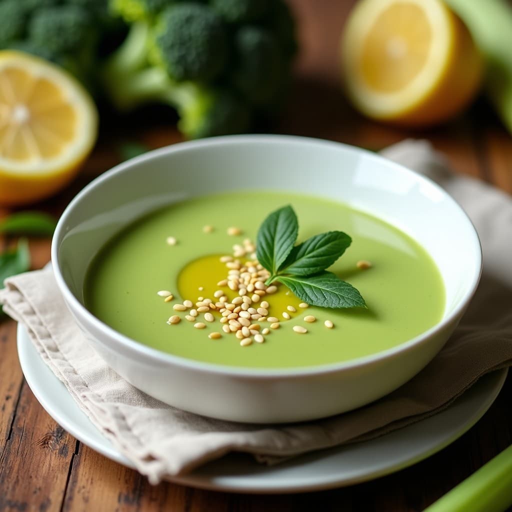 Crema de Brócoli y Apio con Hojas de Stevia: Sopa Detox Sin Calorías en Thermomix