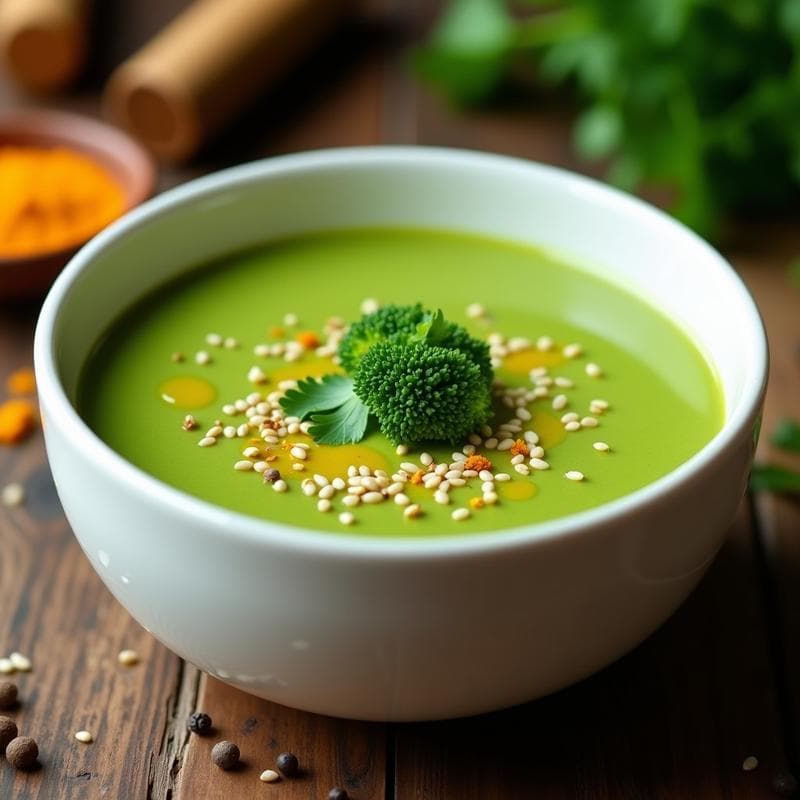 Crema de Brócoli y Ghee: Sopa Ayurvédica Antiinflamatoria en 20 Minutos