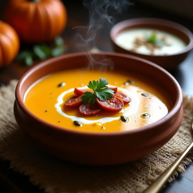 Crema de Calabacate con Chorizo Ahumado: Receta Reconfortante en 25 Minutos con Toque de Fuego