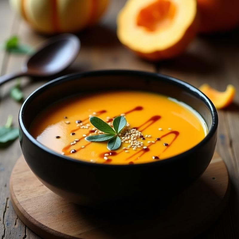 Crema de Calabaza y Komatsuna al Aire: Receta Nutritiva en Airfryer en 20 Minutos