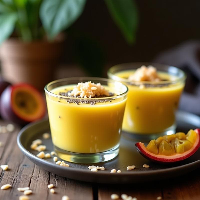 Crema de Camu Camu y Maracuyá con Topping de Semillas de Chía: Postre Peruano Sin Azúcar