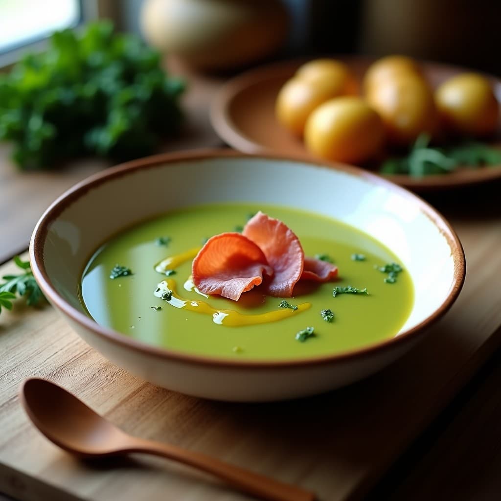 Crema de Col Rizada y Patata con Virutas de Jamón Serrano: Receta Española Reconfortante en Thermomix