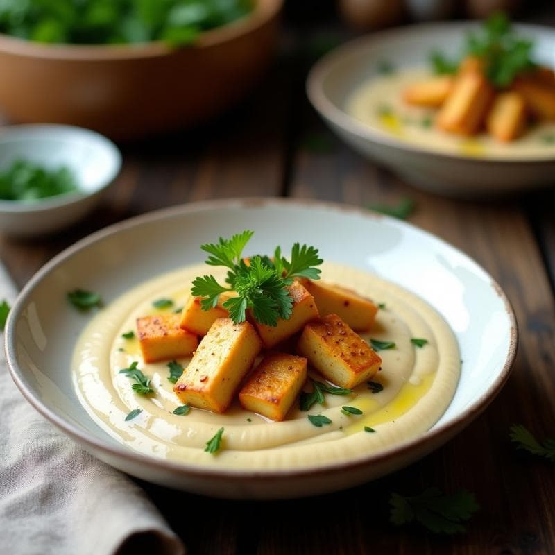Crema de Coliflor Ahumada con Tofu: Receta Vegana en 20 Minutos con Umami