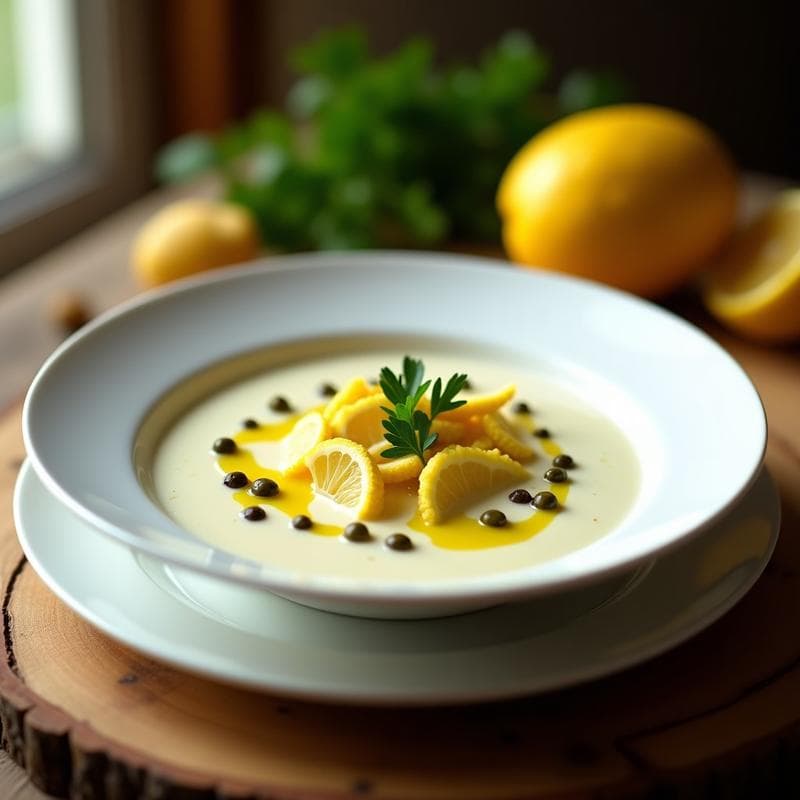 Crema de Coliflor y Alcaparras con Virutas de Limón Confitado: Entrante Keto en Thermomix