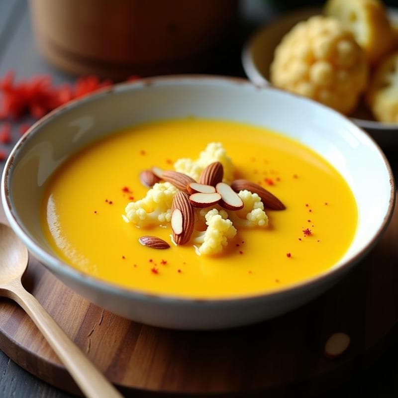 Crema de Coliflor con Azafrán y Almendras: Receta Keto en Thermomix Ultracremosa