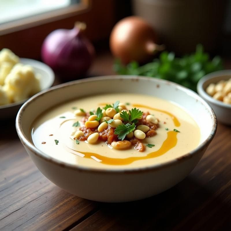 Crema de Coliflor y Cebolla Caramelizada con Toque de Nuezmoscada: Receta Vegana en Thermomix