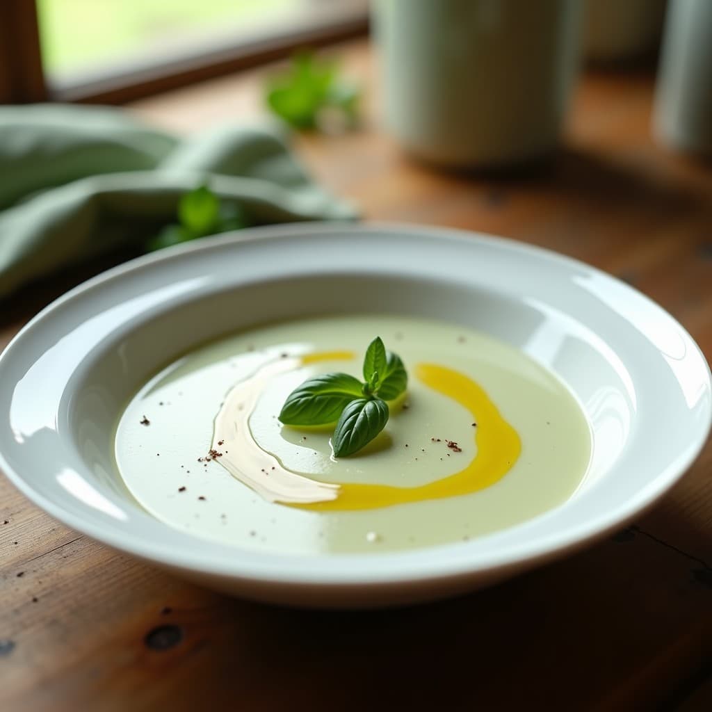 Crema Fría de Espárrago Blanco con Aceite de Trufa: Receta Francesa Elegante y Sin Lácteos