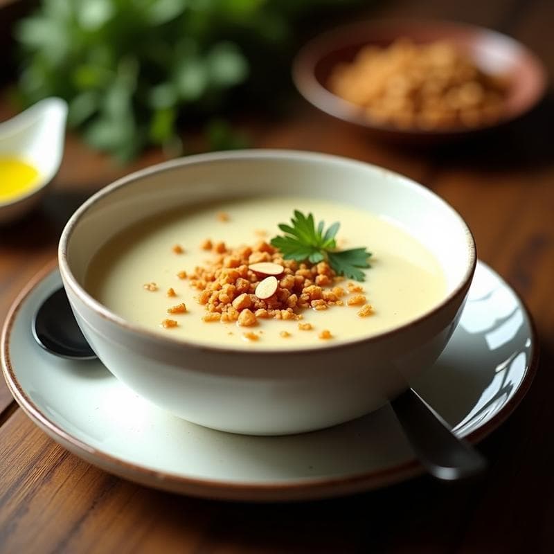 Crema de Espárragos Blancos con Chipotle y Virutas de Almendra: Sopa Mexicana Sin Lácteos