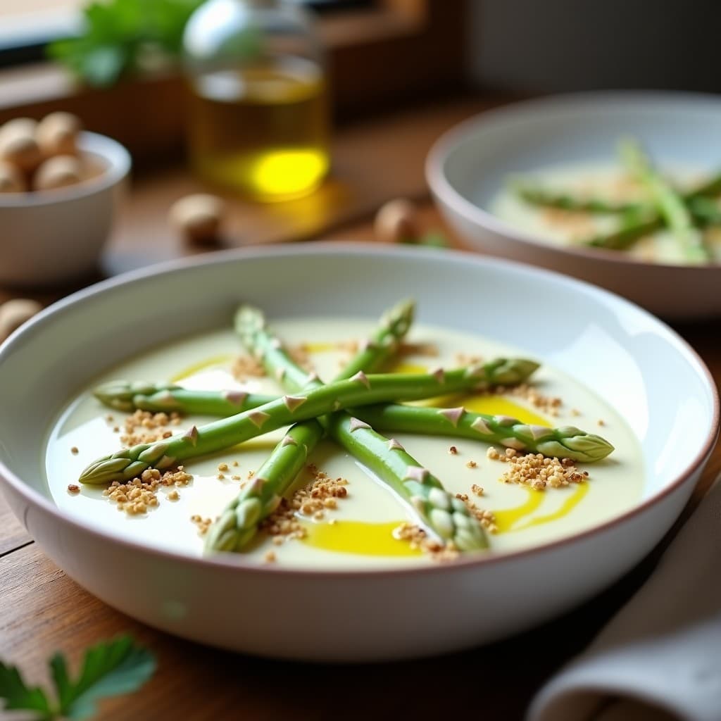 Crema de Espárragos Blancos con Aceite de Pistacho: Receta Primaveral en Thermomix