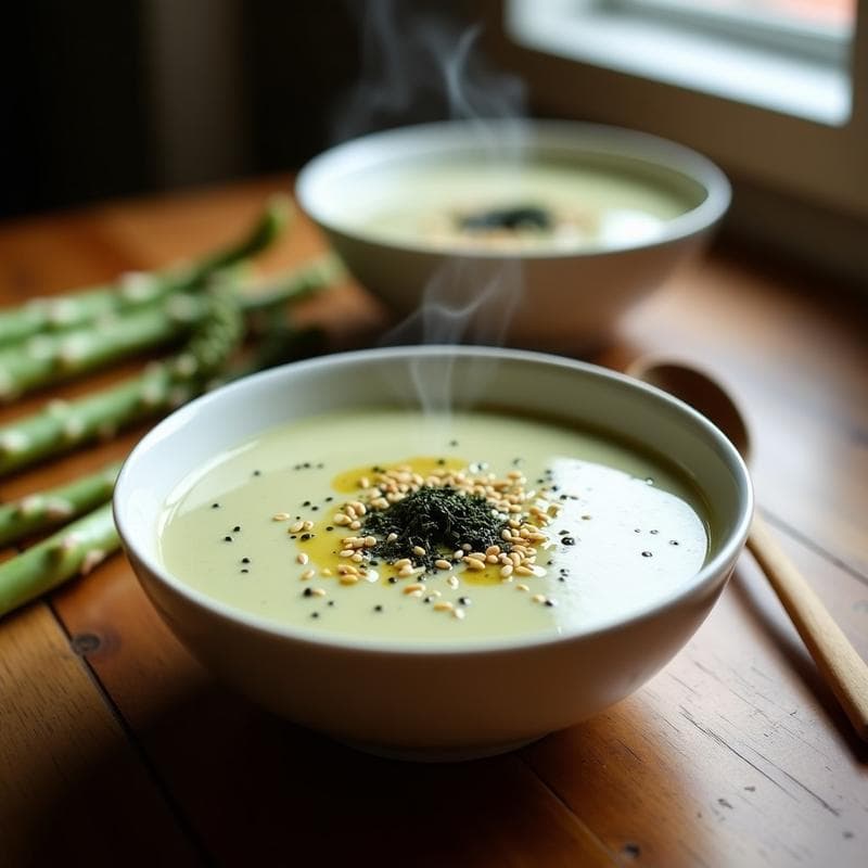 Crema de Espárragos Blancos y Algas Nori: Receta Vegana sin Lácteos con Umami Intenso