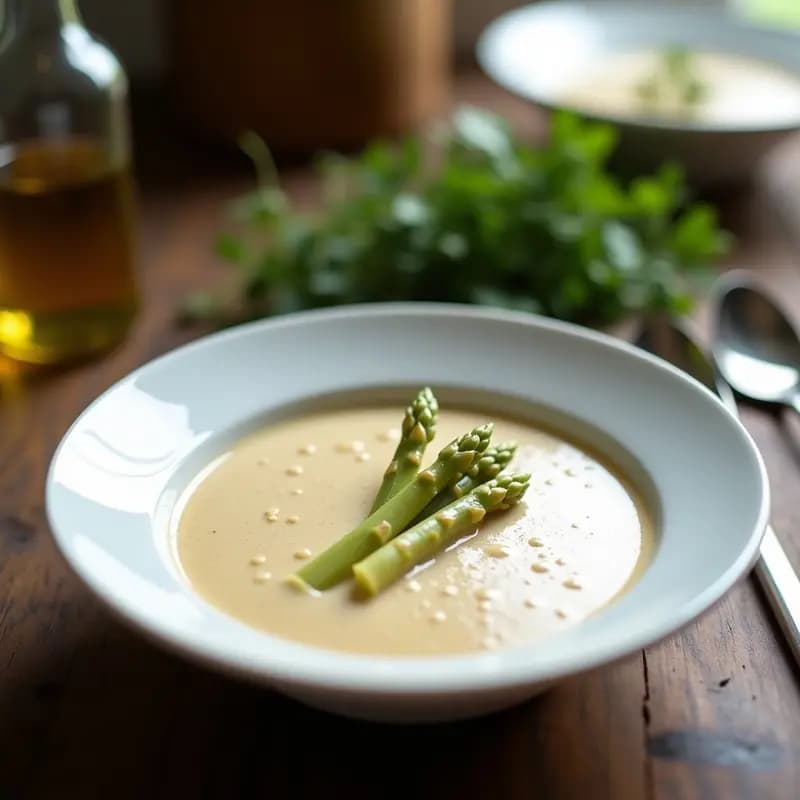 Crema de Espárragos Blancos con Espuma de Vinagre de Módena: Receta Italiana en Thermomix