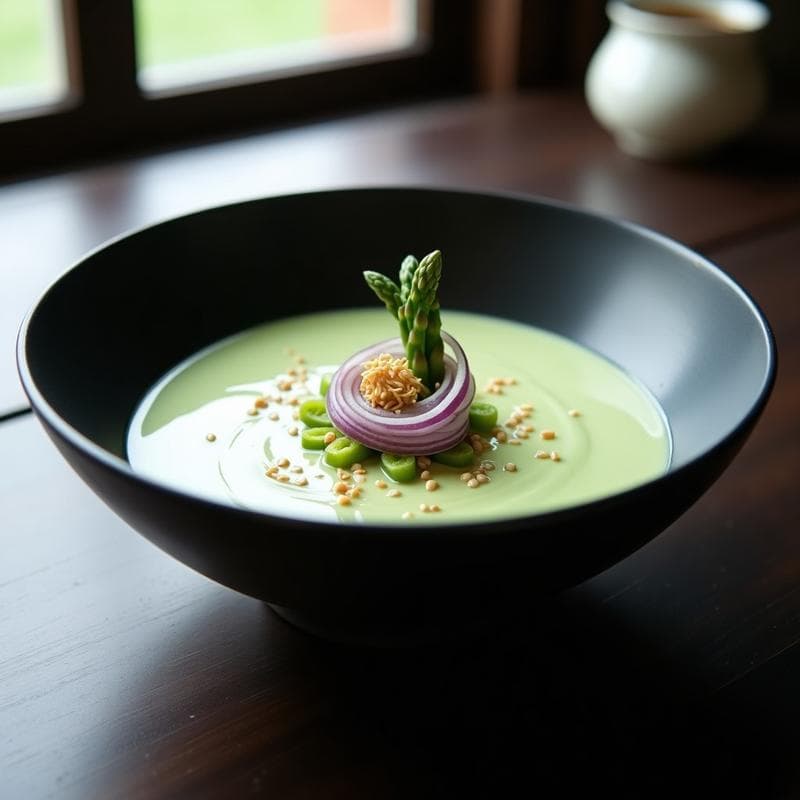 Crema de Espárragos Blancos y Wasabi: Receta en Thermomix con Crujiente de Cebolla
