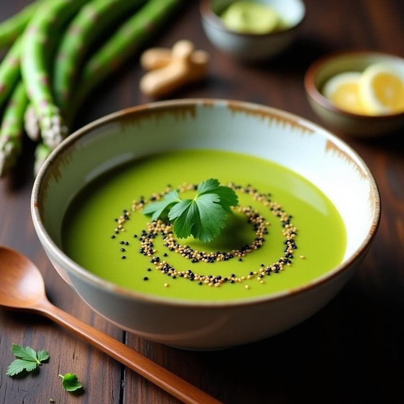 Crema de Espárragos y Guisantes con Toque de Wasabi: Sopa Vegana en Olla Express