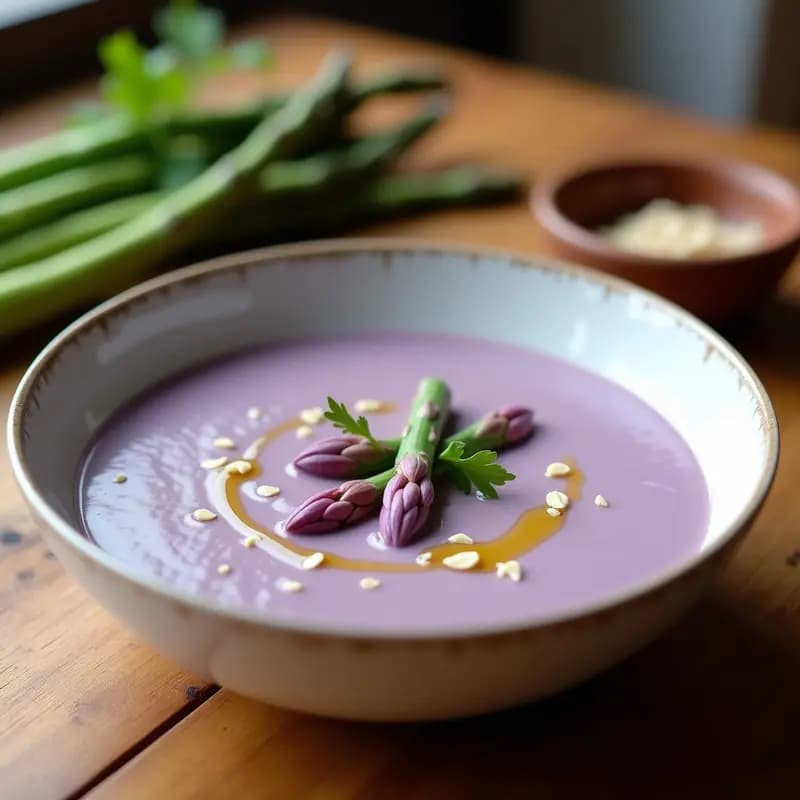 Crema de Espárragos Morados y Avena: Receta Vegana Sin Lactosa en Thermomix