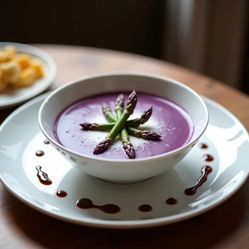 Crema de Espárragos Morados con Espuma de Vinagre Balsámico: Receta Gourmet en Airfryer