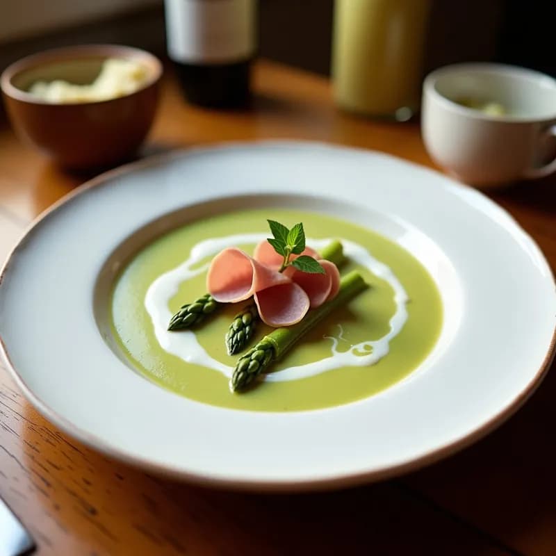 Crema de Espárragos Trigueros con Jamón Ibérico: Receta Cremosa y Gourmet en 25 Minutos