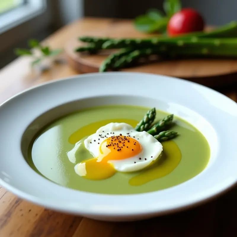 Crema de Espárragos Trigueros con Huevos Poché: Receta Primaveral en 20 Minutos