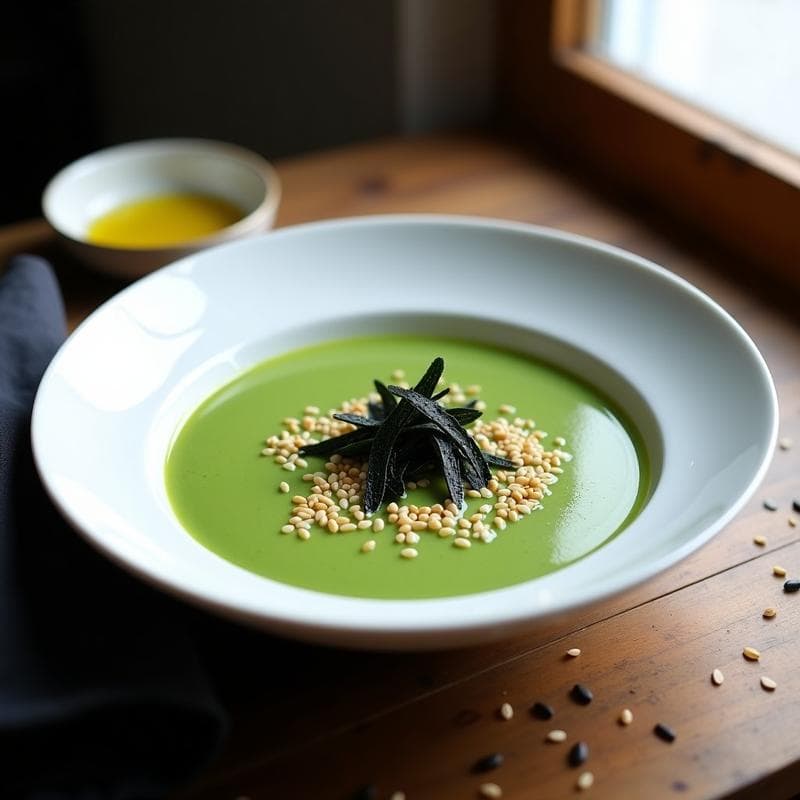 Crema de Espinacas y Algas Nori: Receta Ultra Umami en 15 Minutos con Toque Japonés