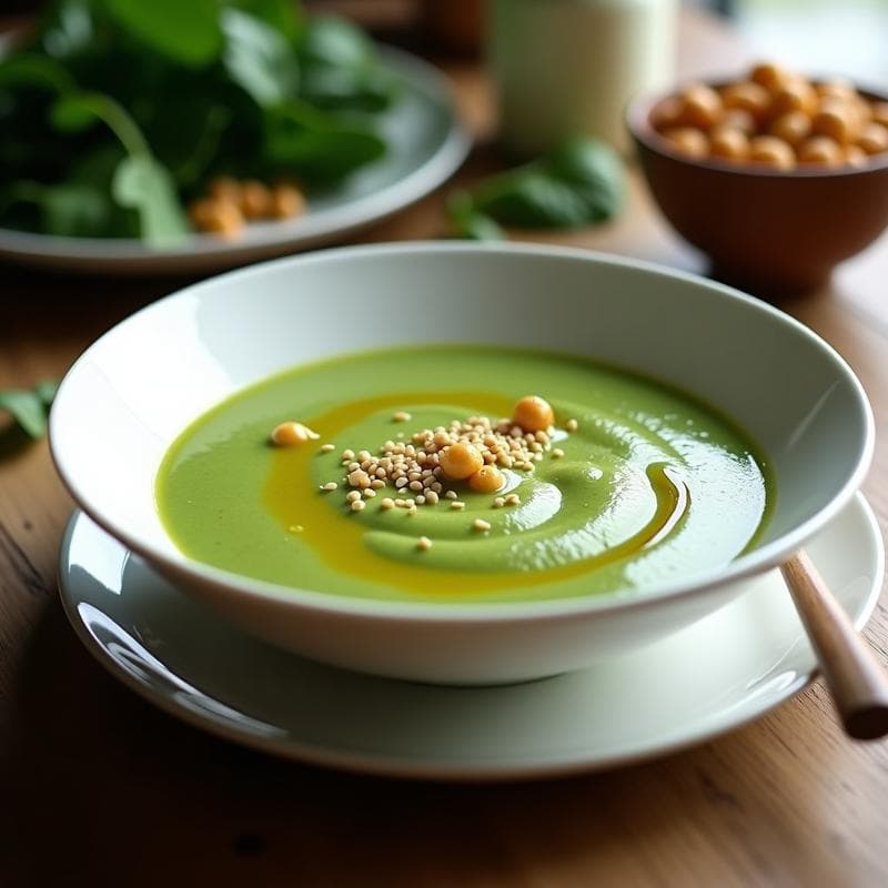 Crema de Espinacas y Garbanzos: Receta Probiótica con Kéfir para una Digestión Ligera